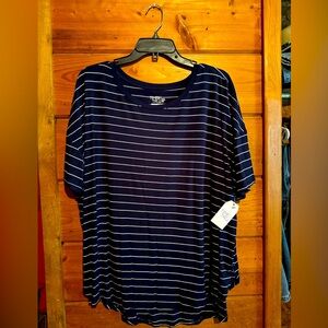 Navy Striped Women's Top